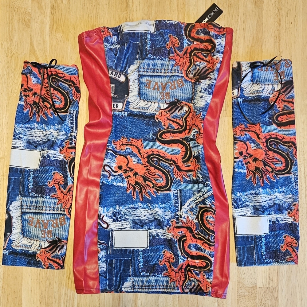 New✨️Dragon Mini Dress & Arm Warmers